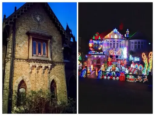 Christmas House & Gothic Looking Church